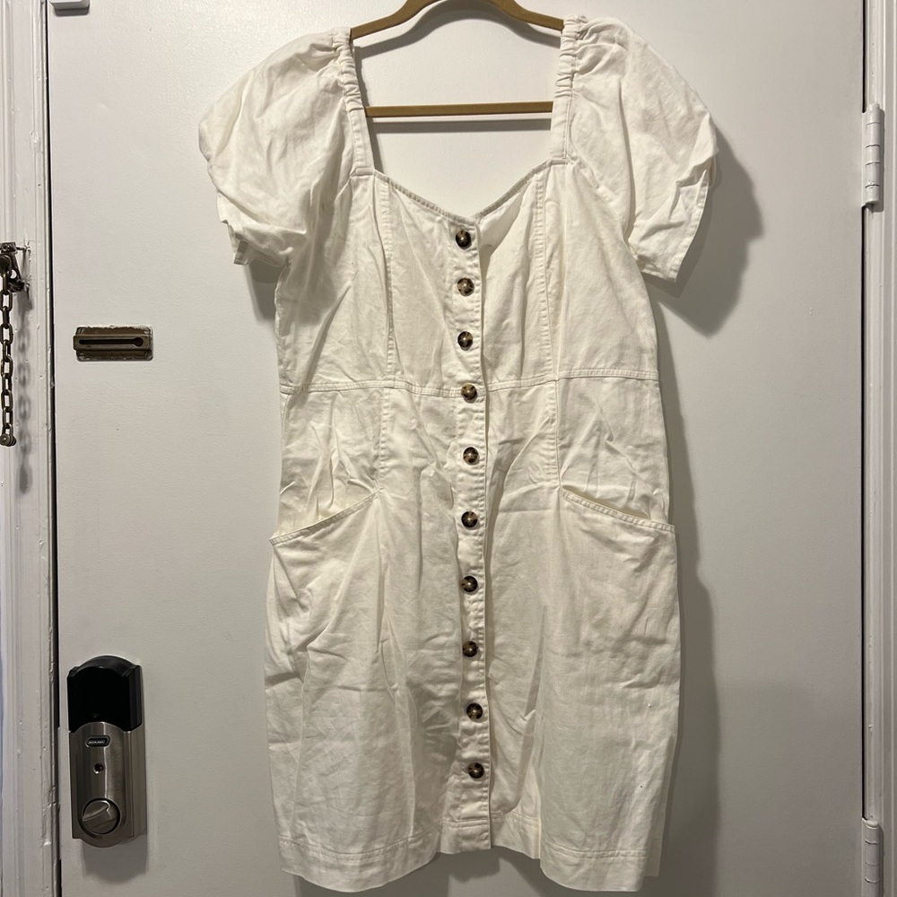 Madewell Cream Button-Front Mini Dress